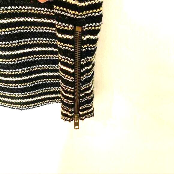 NWT Sanctuary Wms L Black Gold Metallic Stripe Knit Dress Zipper Accents - Picture 7 of 10